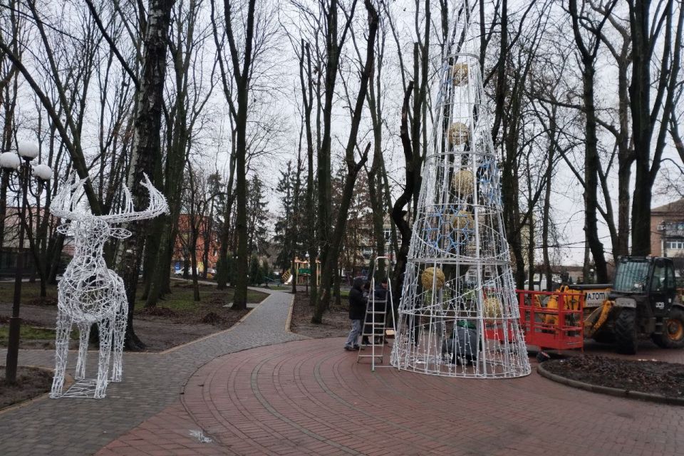 Фото дня. У парку Козятина встановлюють новорічну ялинку