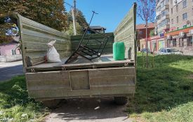 Ставлять лавки на центральній вулиці Козятина, а біля Грушевського підрізають ялинки