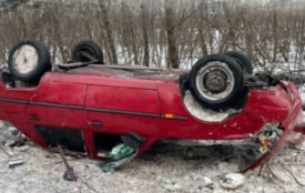 У Пляховій авто з’їхало у кювет та перекинулося